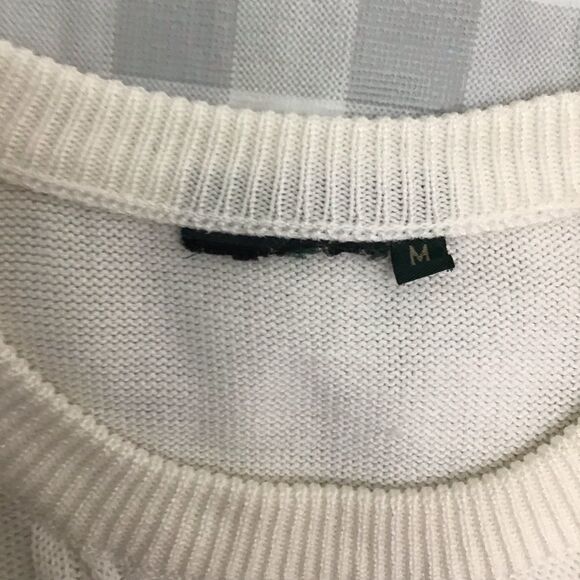 BACK-TEE fisherman Cotton cable knit ecru white medium scoop neck - Picture 3 of 10